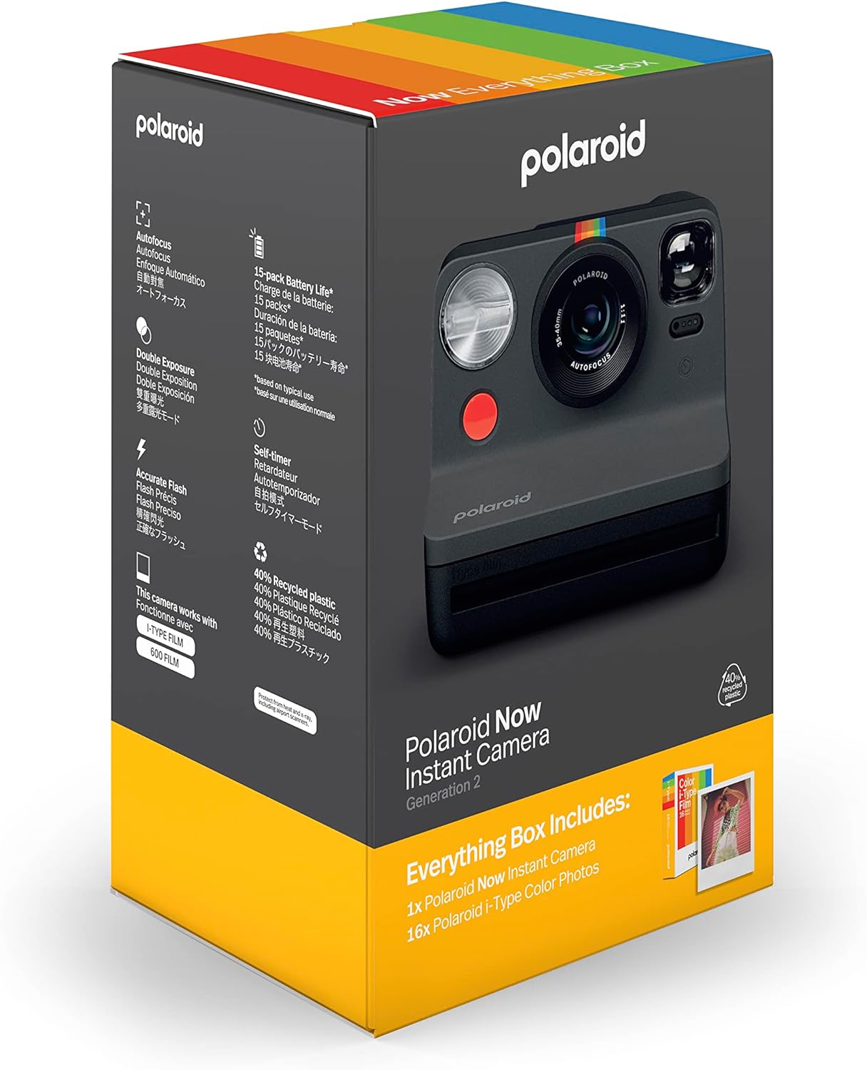Boîte de tout pour appareil photo instantané Polaroid Now Generation 2 i-Type | Noir